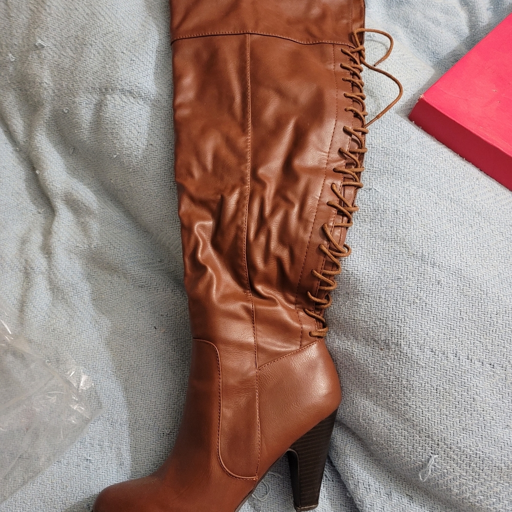 Taupe knee high boots